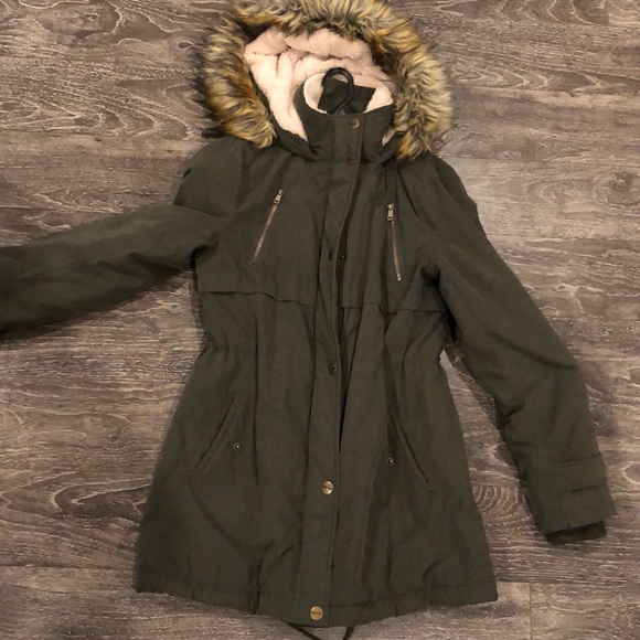 dkny green parka